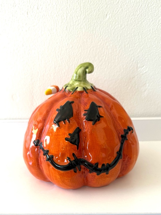Blue Sky Clayworks Other - Blue Sky Clayworks 2018 Stitched Pumpkin Heather Goldminc Halloween Ceramic